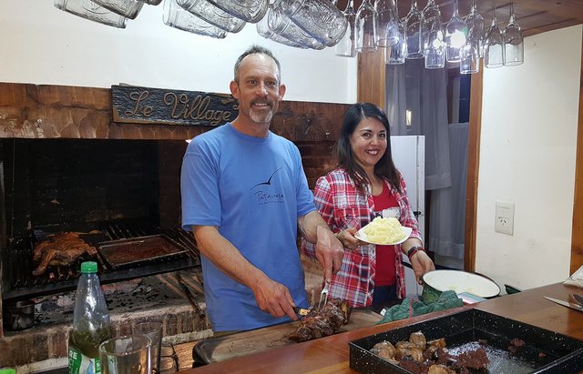 Our hosts, Jack and Carola putting on a feast!