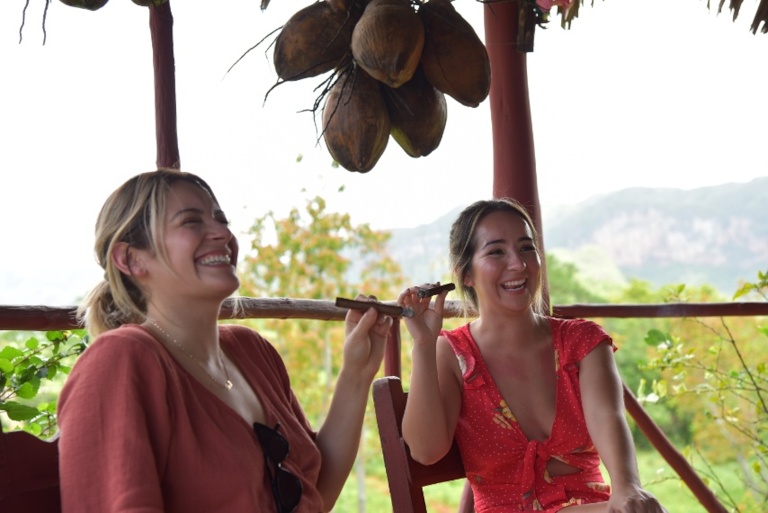 American Girls Enjoying Cigars In Vinales Cuba